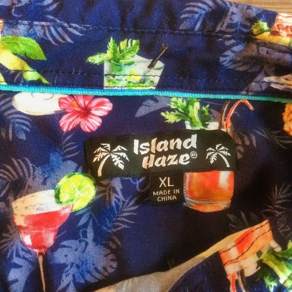 Island Haze XL Men's Hawaiian Tropical Cocktail Short Sleeve Button Down - Picture 6 of 8